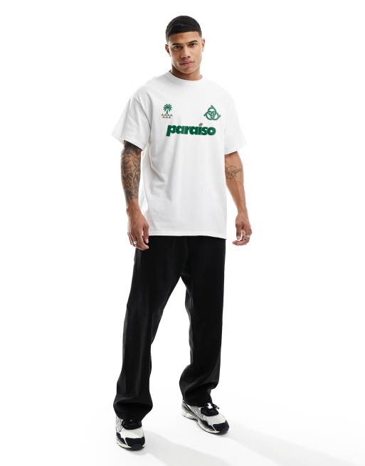 ASOS DESIGN oversized t-shirt with paraiso front print in white, 3 of 3