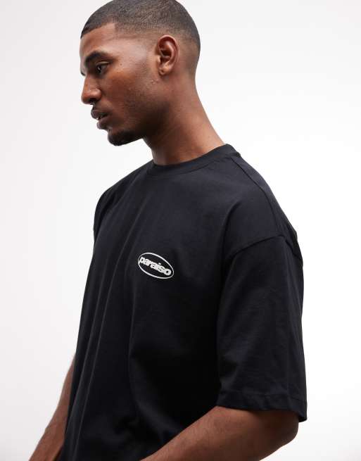 ASOS DESIGN oversized t-shirt with paraiso graphic in black, 4 of 5