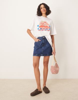 Asos Design Oversized T-shirt With Pasta Food Graphic In White