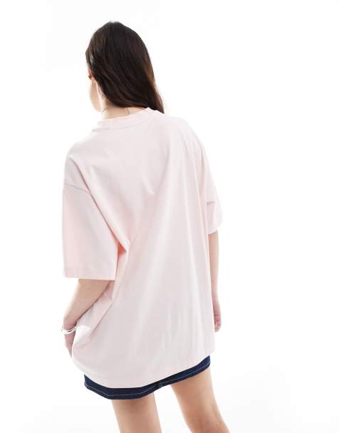 ASOS DESIGN Oversized T-shirt with pasta graphic in pink - view 2