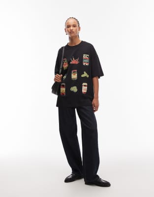 Asos Design Oversized T-shirt With Pickles Graphic In Black
