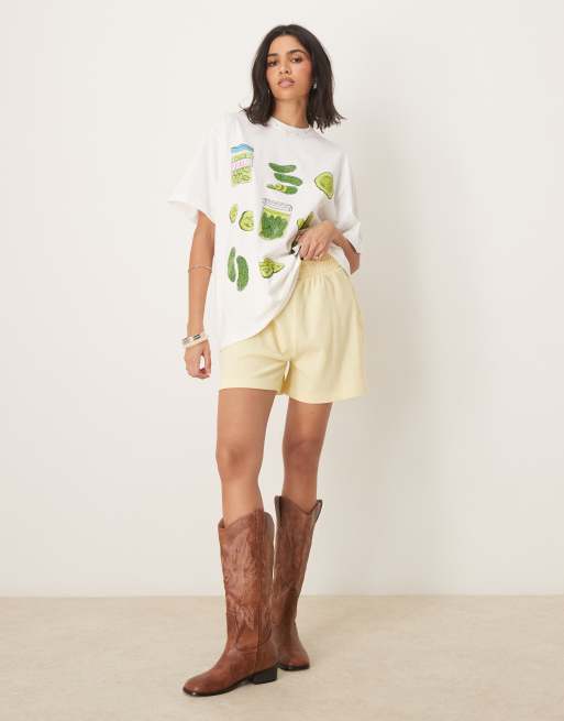 ASOS DESIGN oversized t-shirt with pickles graphic in white
