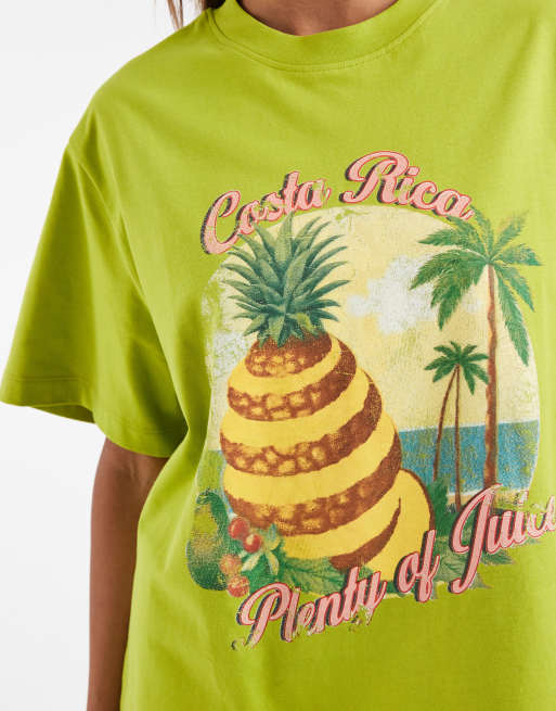 ASOS DESIGN oversized T-shirt with pineapple fruit graphic in olive, 4 of 4