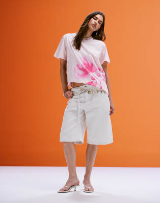 Asos Design Oversized T-shirt With Pink Rose Graphic