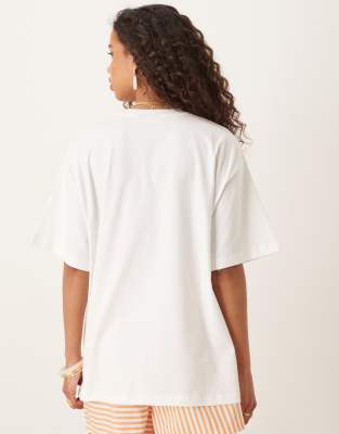Asos Design Oversized T-shirt With Pink Tiger Graphic In White