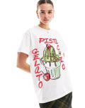 [ASOS DESIGN] ASOS DESIGN oversized t-shirt with pistachio gelato graphic in white XS WHITE