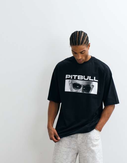 ASOS DESIGN oversized T-shirt with Pitbull print in Black, 4 of 5