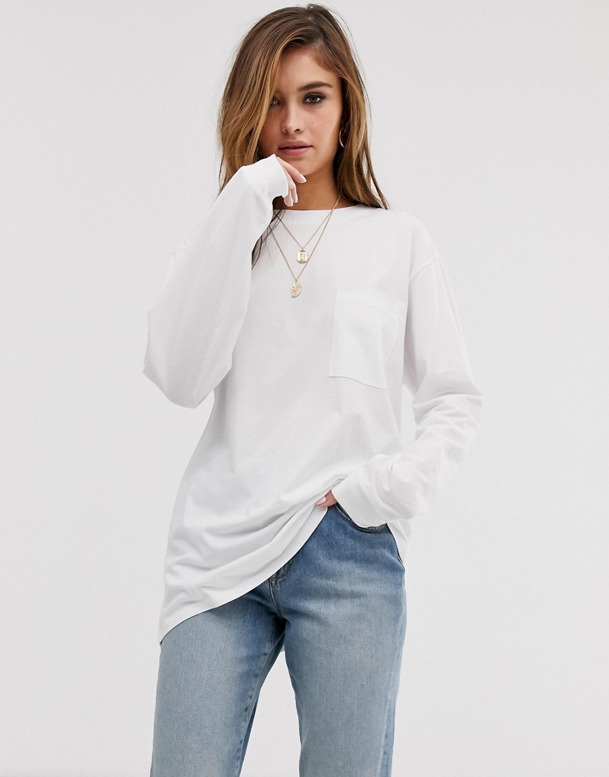 ASOS DESIGN oversized t-shirt with pocket detail in white
