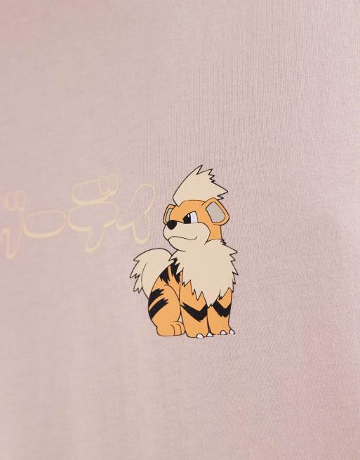 ASOS DESIGN oversized T-shirt with Pokemon Growlithe print in Pink, 4 of 5