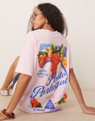 Asos Design Oversized T-shirt With Porto Grape Graphic