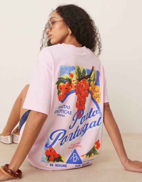 ASOS DESIGN oversized T-shirt with porto grape graphic in light pink - view 1