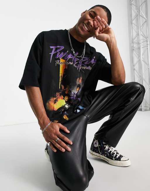 ASOS DESIGN oversized T-shirt with Prince Purple Rain graphic print in black, 4 of 4