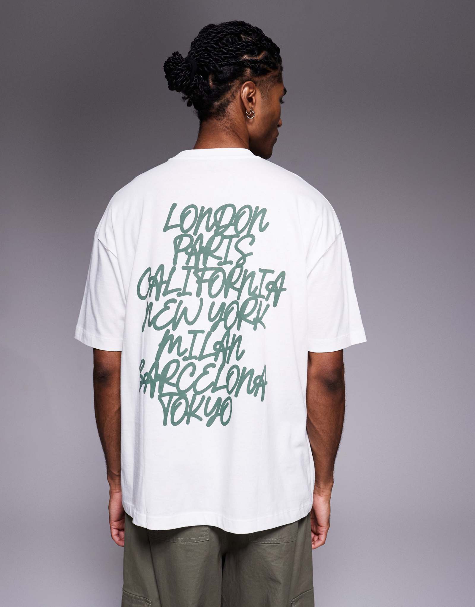 ДИЗАЙНЕРСКАЯ футболка оверсайз от ASOS с белым текстовым рисунком puff city