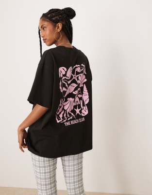 Asos Design Oversized T-shirt With Puff Print In Black