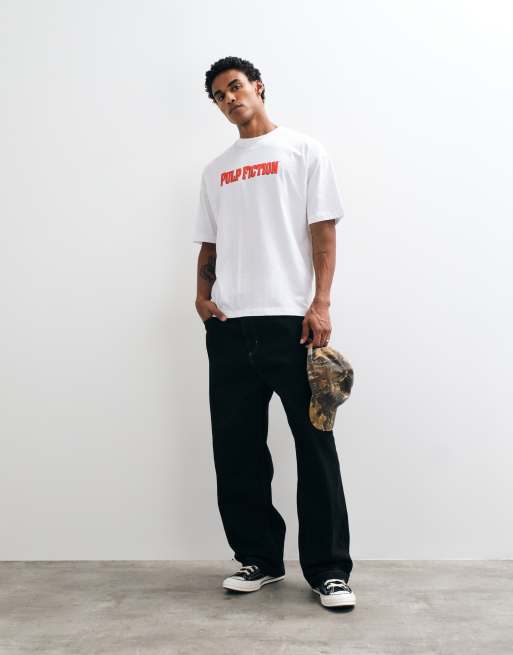 ASOS DESIGN oversized t-shirt with Pulp Fiction Mia print in White, 2 of 5