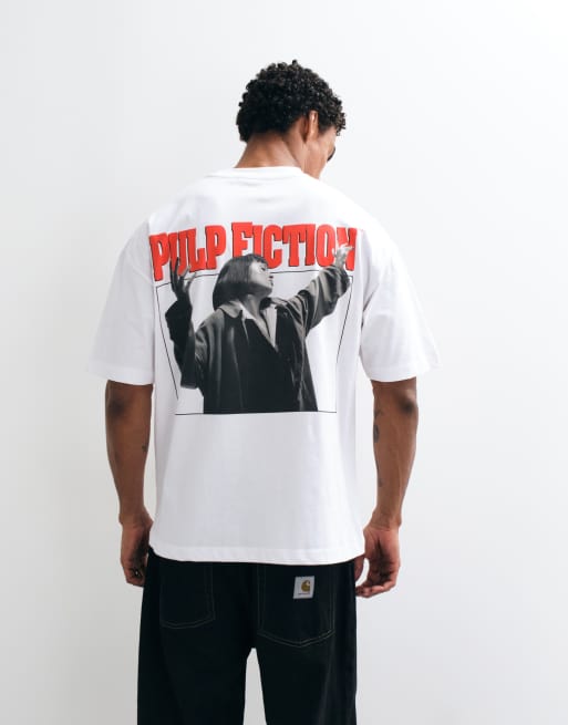 ASOS DESIGN oversized t-shirt with Pulp Fiction Mia print in White, 4 of 5
