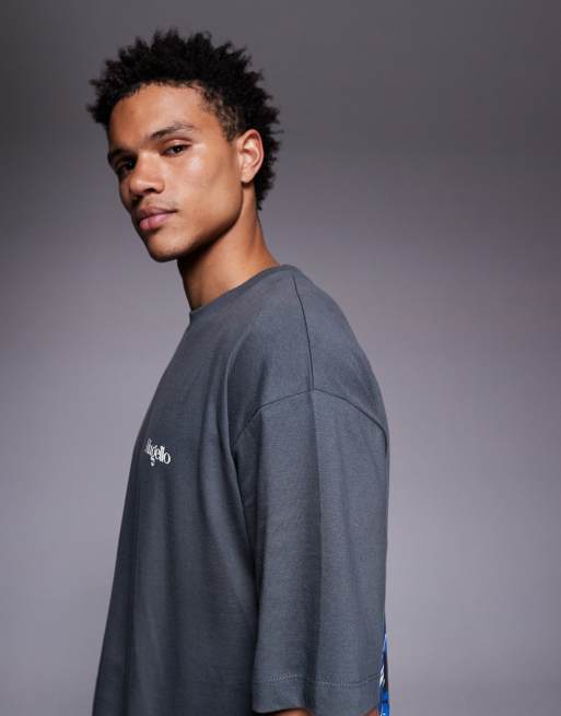 ASOS DESIGN oversized T-shirt with race car graphic in dark gray, 4 of 5