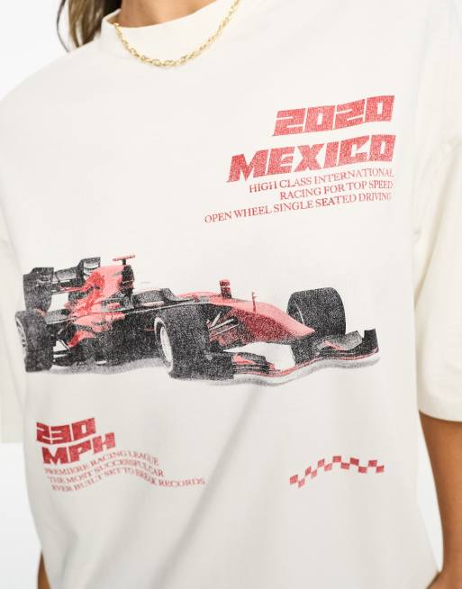 ASOS DESIGN oversized t-shirt with racing car graphic in washed