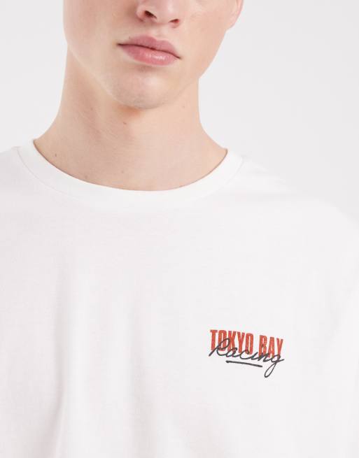 ASOS DESIGN oversized t-shirt with racing graphic in white, 4 of 5