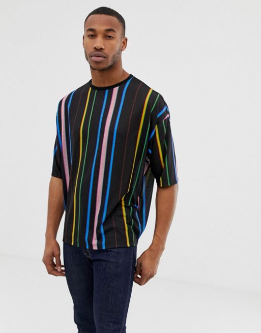 ASOS DESIGN oversized t-shirt with rainbow vertical stripe | ASOS
