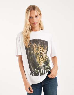 Asos Design Oversized T-shirt With Rapido Leopard Graphic In Multi