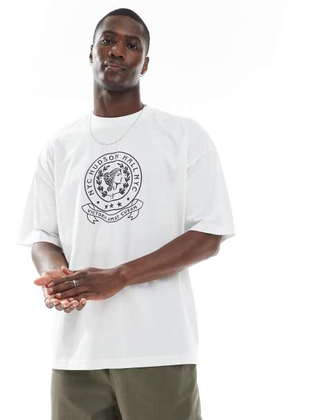 ASOS DESIGN oversized t-shirt with renaissance graphic in white - view 1