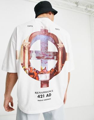 ASOS DESIGN oversized t-shirt with Renaissance print in white