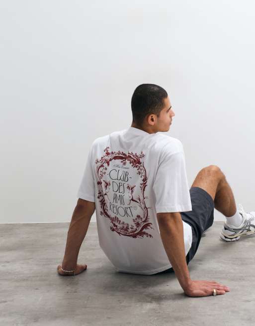 ASOS DESIGN oversized t-shirt with resort graphic in white, 3 of 5