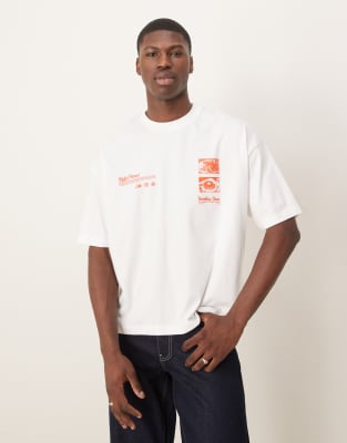 Asos Design Oversized T-shirt With Restaurant Graphic