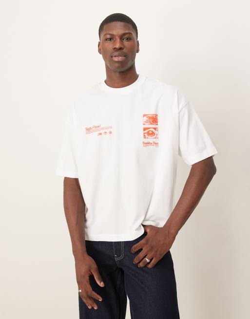 ASOS DESIGN oversized t-shirt with restaurant graphic in white, 2 of 4