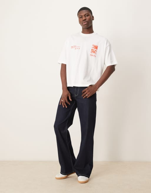 ASOS DESIGN oversized t-shirt with restaurant graphic in white, 3 of 4