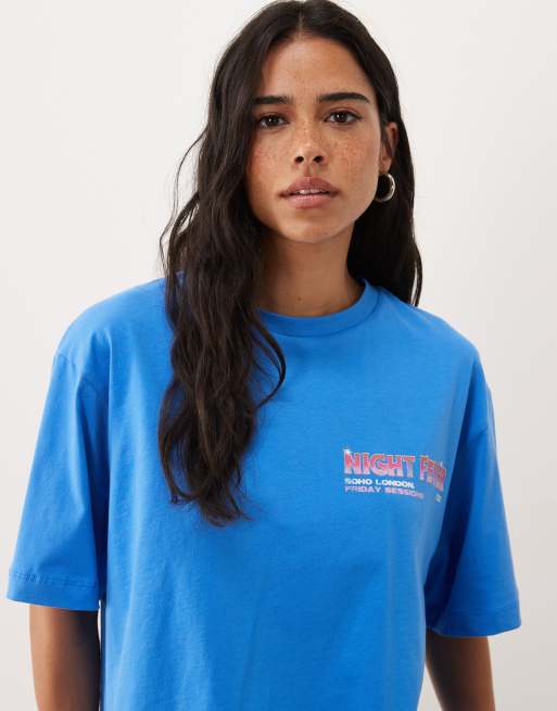 ASOS DESIGN Oversized T-shirt with retro cocktail graphic in blue, 4 of 4