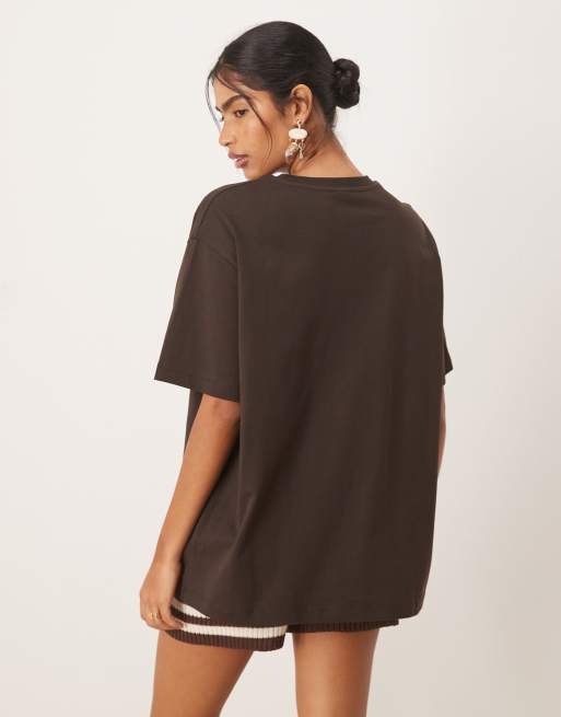 ASOS DESIGN oversized t-shirt with rodeo graphic in chocolate