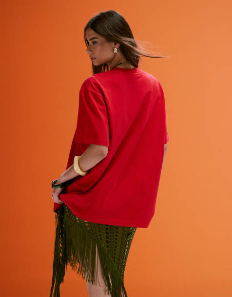 ASOS DESIGN oversized t-shirt with rosa fiore graphic in red - view 1
