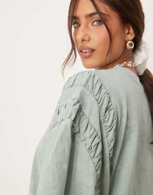 Asos Design Oversized T-shirt With Ruched Sleeve Detail In Multi