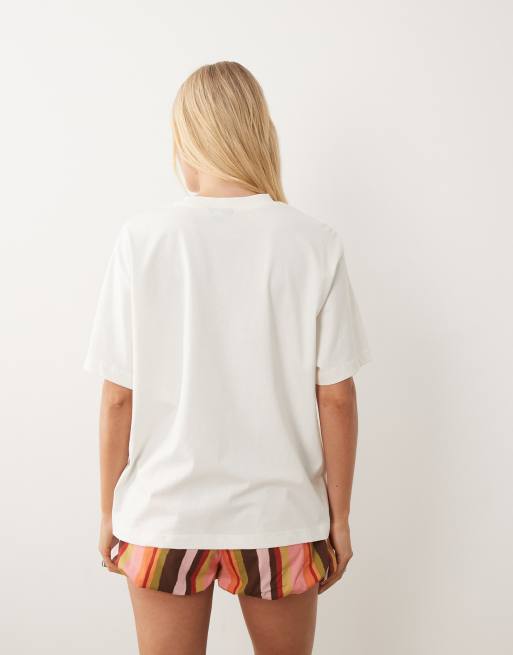ASOS DESIGN oversized t-shirt with saddle up rodeo graphic in cream, 2 of 4