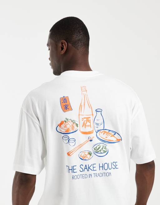 ASOS DESIGN oversized t-shirt with Sake back graphic in white, 3 of 5
