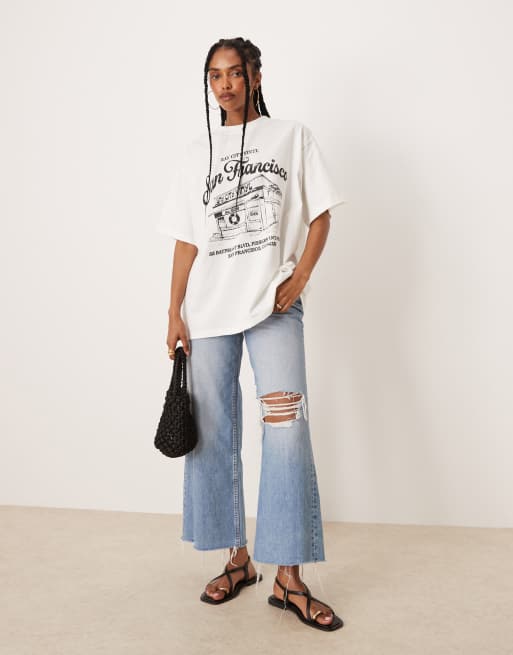 ASOS DESIGN oversized t-shirt with San Francisco graphic in coconut milk