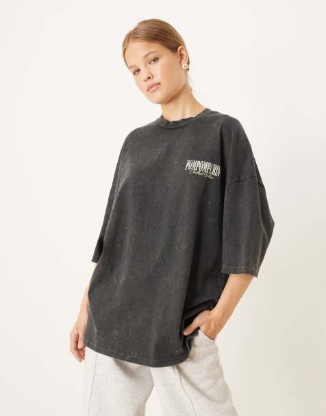 ASOS DESIGN oversized t-shirt with Sanrio Pompompurin prints in washed black - view 1