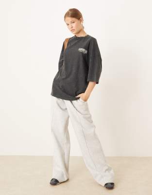 Asos Design Oversized T-shirt With Sanrio Pompompurin Prints In Gray