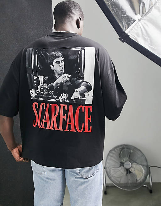 ASOS DESIGN oversized t-shirt with Scarface print in black