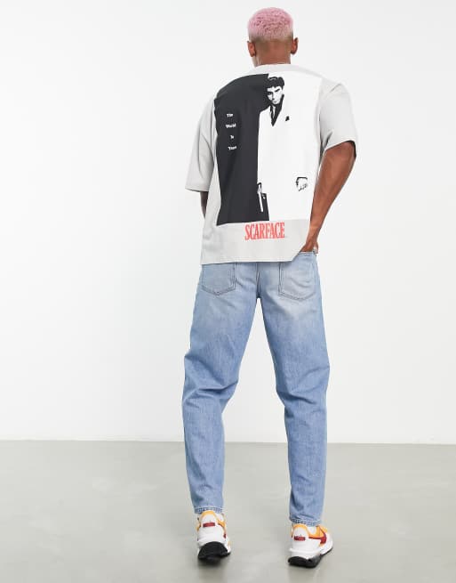 ASOS DESIGN oversized t-shirt with Scarface print in grey