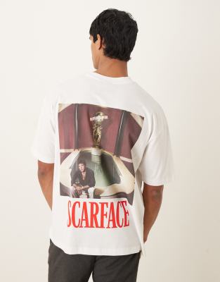 Asos Design Oversized T-shirt With Scarface Print In White