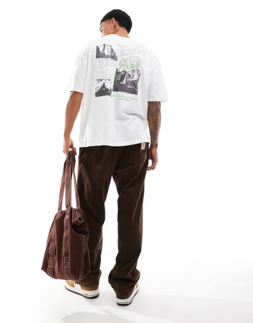ASOS DESIGN oversized t-shirt with scenic back print in white, 3 of 4