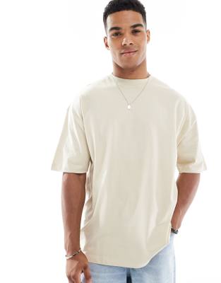 ASOS DESIGN oversized T-shirt with scenic graphic in beige