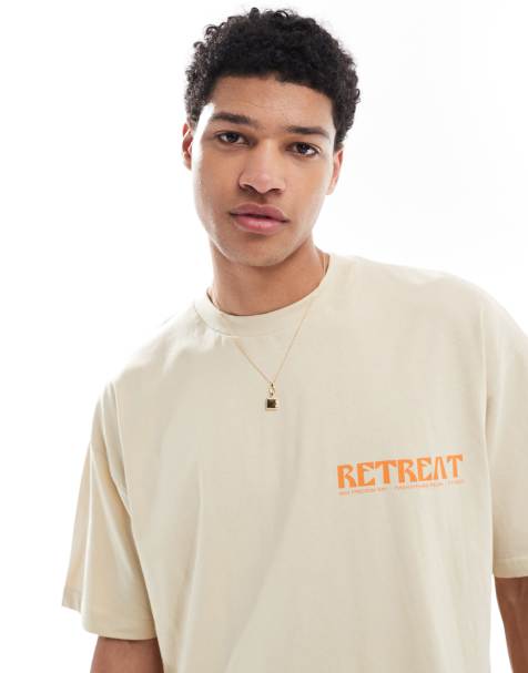 ASOS DESIGN oversized t-shirt with scenic graphic in beige - view 1