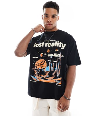 Asos Design Oversized T-shirt With Scenic Graphic In Black