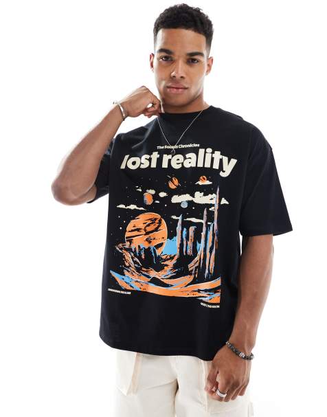 ASOS DESIGN oversized T-shirt with scenic graphic in black - view 1