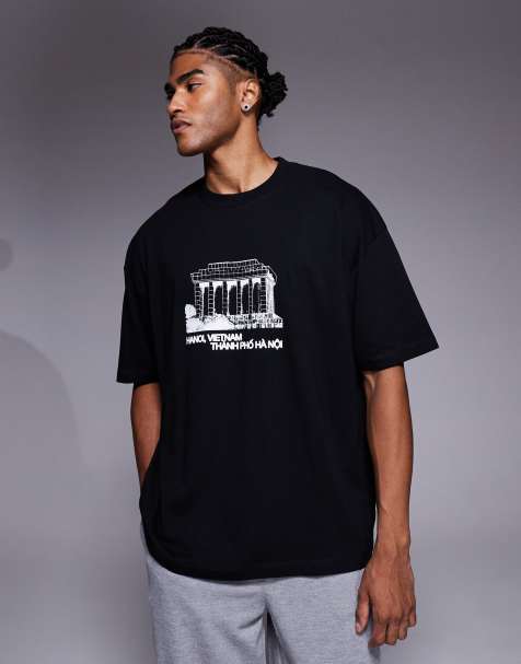 ASOS DESIGN oversized T-shirt with scenic graphic in black - view 1