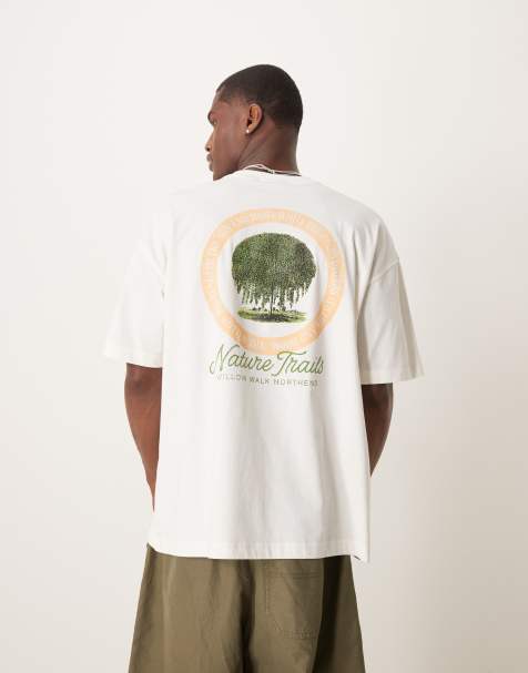 ASOS DESIGN oversized t-shirt with scenic graphic in cream - view 1
